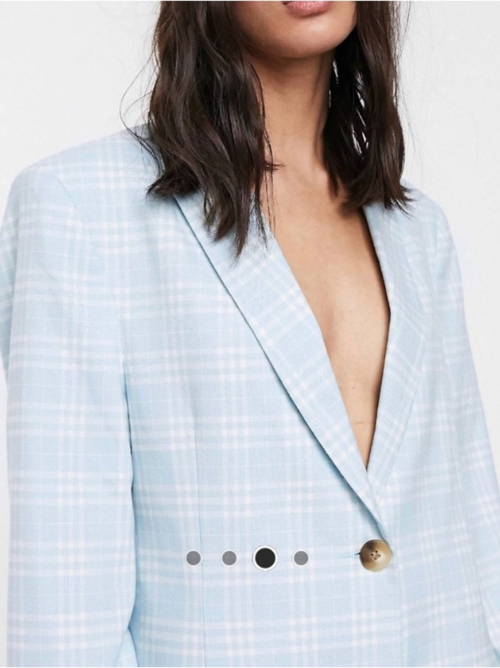 NWT ASOS Oversized Blazer in Blue/White Plaid, Size 6 - Picture 5 of 9